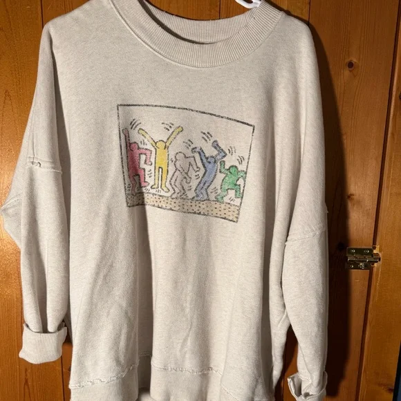 Aerie Kieth Haring Sweatshirt XS Beige - Picture 4 of 7